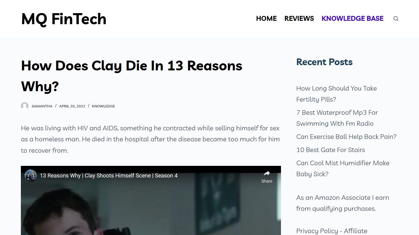 How Does Clay Die In 13 Reasons Why? - MQ FinTech
