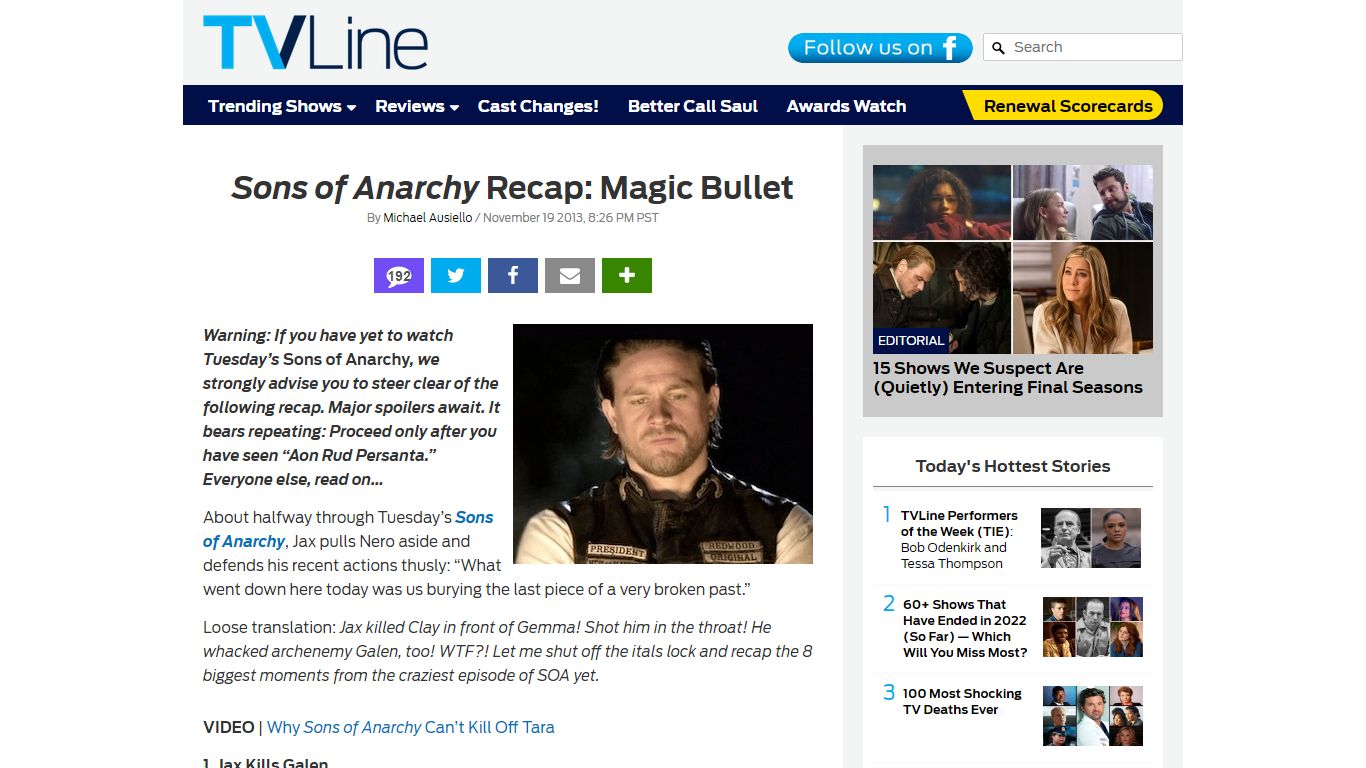 ‘Sons of Anarchy’ Recap: Jax Kills Clay, Clay Dies in Season 6 - TVLine